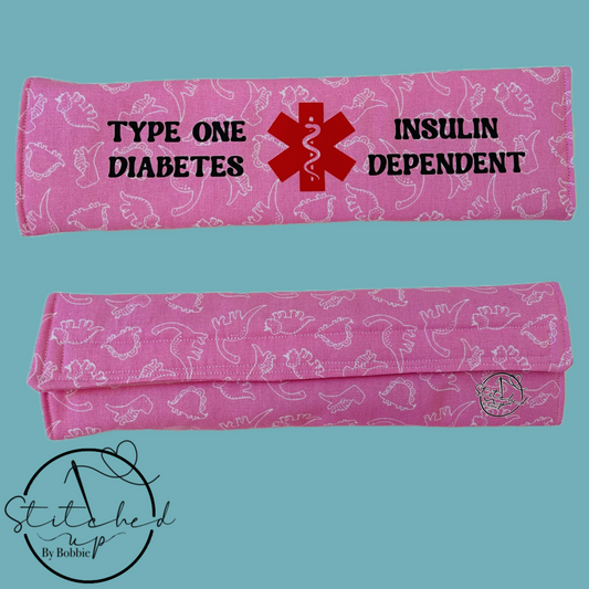Pink dino Insulin dependent seat belt cover
