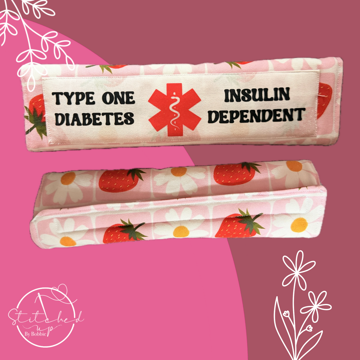 Strawberry garden insulin dependent seat belt cover