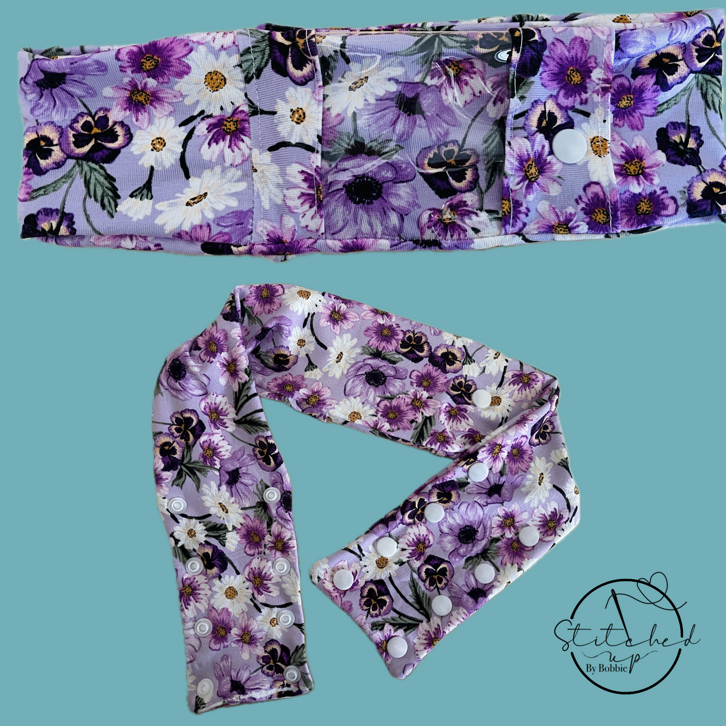 Purple daisy Lycra insulin pump belt